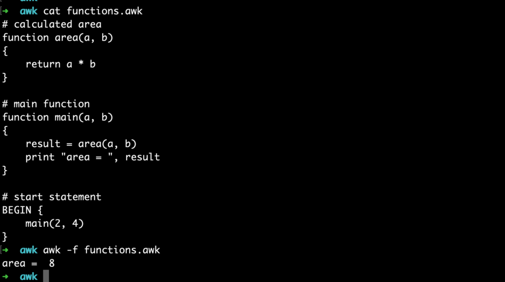 unix awk variable assignment